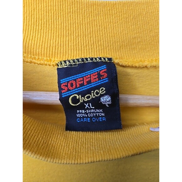 Vintage 90s SOFFE Choice Yellow Long Sleeve Mock Neck T-SHIRT XL Eagles - Picture 7 of 8